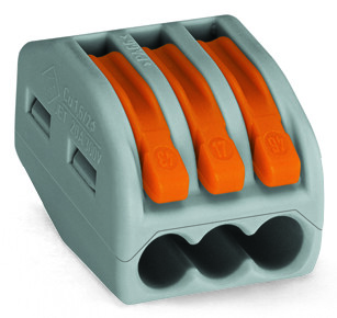 WAGO Compact 3 Way Connector Terminal Block Grey and Orange (Pack of 50)